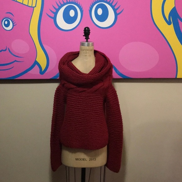 SOL Raspberry Alpaca Blend Cowl Neck Sweater - Picture 1 of 11